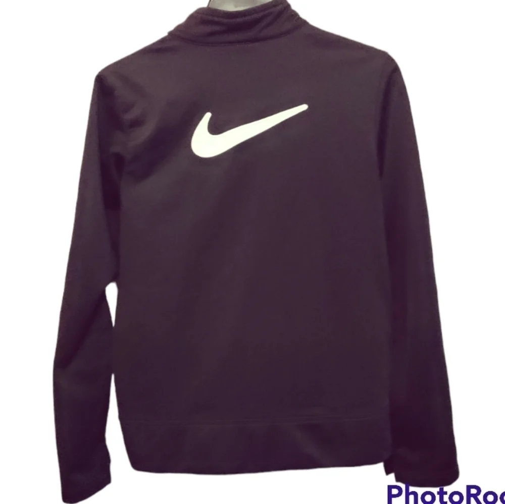 Nike youth athletic jacket XL full zip with pockets black with white logo